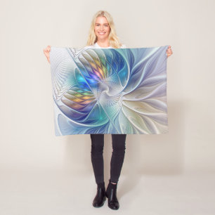 Floral Fantasy, kleurrijke Abstracte fractale bloe Fleece Deken