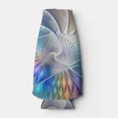 Floral Fantasy, kleurrijke Abstracte fractale bloe Flesjeskoeler (Voorkant)