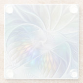 Floral Fantasy, kleurrijke Abstracte fractale bloe Glazen Onderzetter (Achterkant)