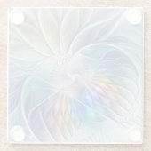 Floral Fantasy, kleurrijke Abstracte fractale bloe Glazen Onderzetter (Achterkant)