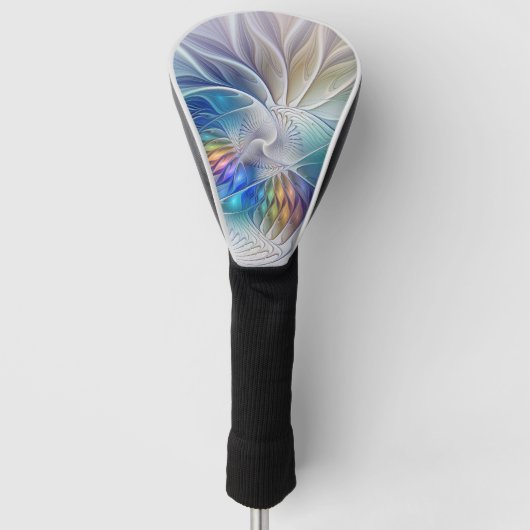 Floral Fantasy, kleurrijke Abstracte fractale bloe Golfheadcover (Voorkant)