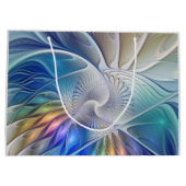 Floral Fantasy, kleurrijke Abstracte fractale bloe Groot Cadeauzakje (Achterkant)