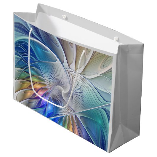 Floral Fantasy, kleurrijke Abstracte fractale bloe Groot Cadeauzakje (Voorkant Gekanteld)