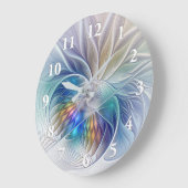 Floral Fantasy, kleurrijke Abstracte fractale bloe Grote Klok (Hoek)