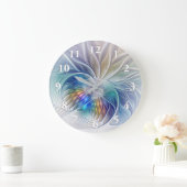 Floral Fantasy, kleurrijke Abstracte fractale bloe Grote Klok (Huis)