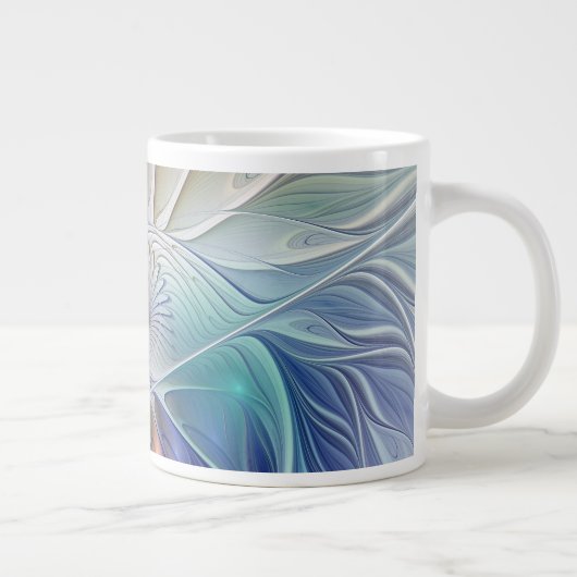 Floral Fantasy, kleurrijke Abstracte fractale bloe Grote Koffiekop (Rechts)