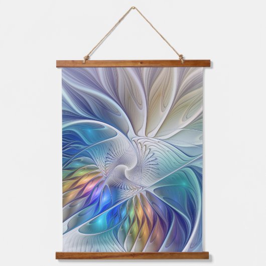 Floral Fantasy, kleurrijke Abstracte fractale bloe Hangend Wandkleed (Voorkant)