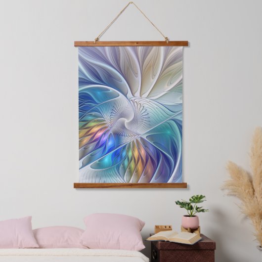 Floral Fantasy, kleurrijke Abstracte fractale bloe Hangend Wandkleed (Slaapkamer)