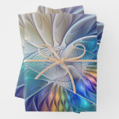 Floral Fantasy, kleurrijke Abstracte fractale bloe Inpakpapier Vel (In situ)