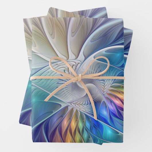 Floral Fantasy, kleurrijke Abstracte fractale bloe Inpakpapier Vel (In situ)