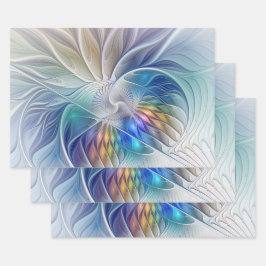 Floral Fantasy, kleurrijke Abstracte fractale bloe Inpakpapier Vel