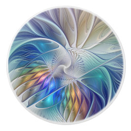 Floral Fantasy, kleurrijke Abstracte fractale bloe Keramische Knop