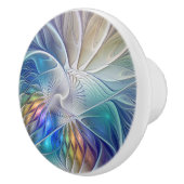 Floral Fantasy, kleurrijke Abstracte fractale bloe Keramische Knop (Rechts)