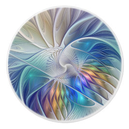 Floral Fantasy, kleurrijke Abstracte fractale bloe Keramische Knop