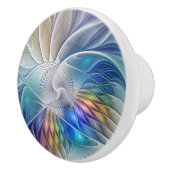 Floral Fantasy, kleurrijke Abstracte fractale bloe Keramische Knop (Rechts)