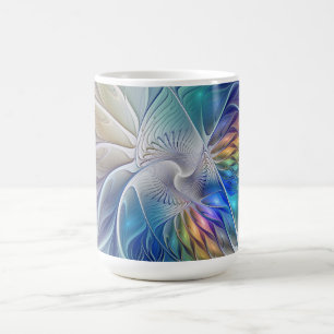 Floral Fantasy, kleurrijke Abstracte fractale bloe Koffiemok