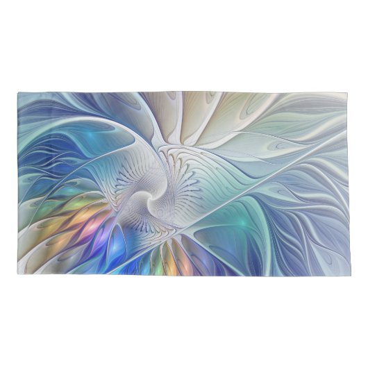 Floral Fantasy, kleurrijke Abstracte fractale bloe Kussensloop (Achterkant)