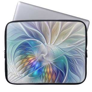 Floral Fantasy, kleurrijke Abstracte fractale bloe Laptop Sleeve
