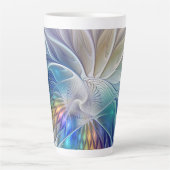 Floral Fantasy, kleurrijke Abstracte fractale bloe Latte Mok (Voorkant)