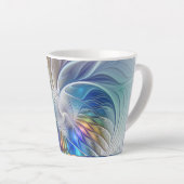 Floral Fantasy, kleurrijke Abstracte fractale bloe Latte Mok (Rechterhoek)
