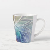 Floral Fantasy, kleurrijke Abstracte fractale bloe Latte Mok (Rechts)