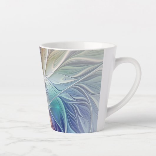 Floral Fantasy, kleurrijke Abstracte fractale bloe Latte Mok (Rechts)