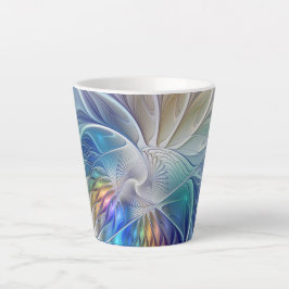 Floral Fantasy, kleurrijke Abstracte fractale bloe Latte Mok