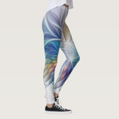 Floral Fantasy, kleurrijke Abstracte fractale bloe Leggings (Rechts)