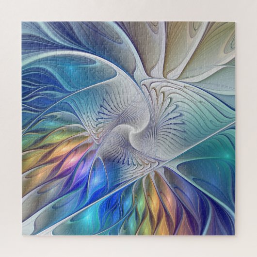 Floral Fantasy, kleurrijke Abstracte fractale bloe Legpuzzel (Verticaal)