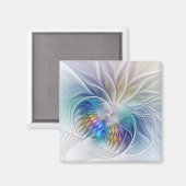 Floral Fantasy, kleurrijke Abstracte fractale bloe Magneet (Voorkant / Achterkant)