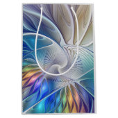 Floral Fantasy, kleurrijke Abstracte fractale bloe Medium Cadeauzakje (Voorkant)