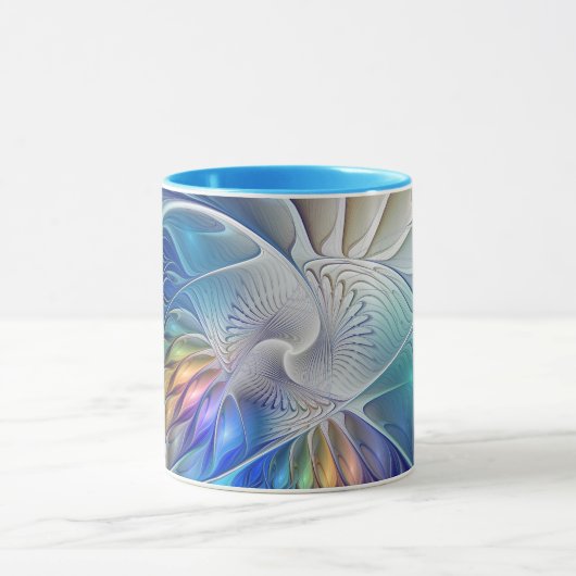 Floral Fantasy, kleurrijke Abstracte fractale bloe Mok (Midden)