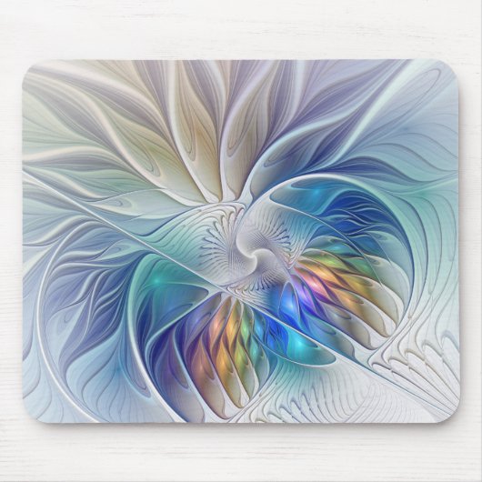 Floral Fantasy, kleurrijke Abstracte fractale bloe Muismat (Voorkant)