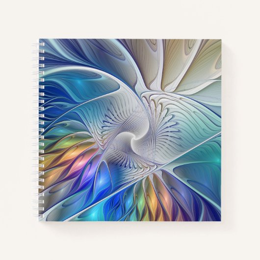 Floral Fantasy, kleurrijke Abstracte fractale bloe Notitieboek (Voorkant)