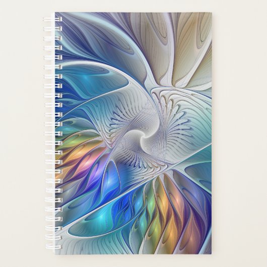 Floral Fantasy, kleurrijke Abstracte fractale bloe Planner (Voorkant)