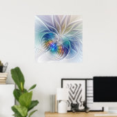 Floral Fantasy, kleurrijke Abstracte fractale bloe Poster (Thuiskantoor)