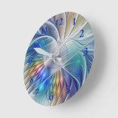 Floral Fantasy, kleurrijke Abstracte fractale bloe Ronde Klok (Hoek)