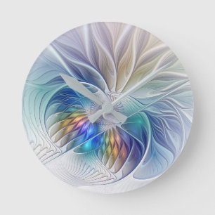 Floral Fantasy, kleurrijke Abstracte fractale bloe Ronde Klok