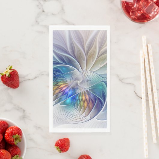 Floral Fantasy, kleurrijke Abstracte fractale bloe Servet (Insitu)