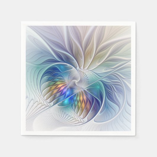 Floral Fantasy, kleurrijke Abstracte fractale bloe Servetten (Voorkant)