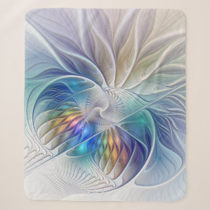 Floral Fantasy, kleurrijke Abstracte fractale bloe Sherpa Deken