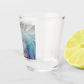 Floral Fantasy, kleurrijke Abstracte fractale bloe Shot Glas (Rechts)