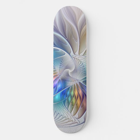 Floral Fantasy, kleurrijke Abstracte fractale bloe Skateboard (Voorkant)