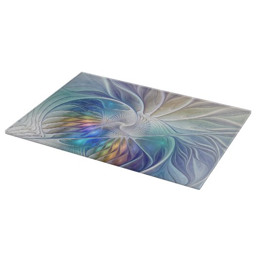 Floral Fantasy, kleurrijke Abstracte fractale bloe Snijplank (Hoek)