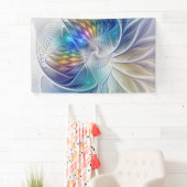 Floral Fantasy, kleurrijke Abstracte fractale bloe Spandoek (Insitu)