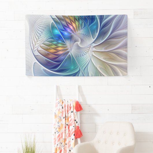 Floral Fantasy, kleurrijke Abstracte fractale bloe Spandoek (Insitu)