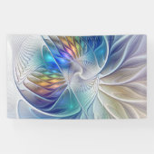 Floral Fantasy, kleurrijke Abstracte fractale bloe Spandoek (Horizontaal)