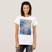 Floral Fantasy, kleurrijke Abstracte fractale bloe T-shirt (Voorkant volledig)