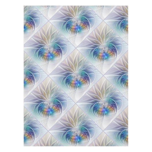Floral Fantasy, kleurrijke Abstracte fractale bloe Tafelkleed (Voorkant)