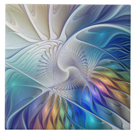 Floral Fantasy, kleurrijke Abstracte fractale bloe Tegeltje